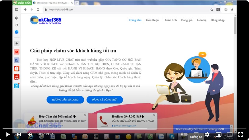 Giới thiệu và demo phần mềm tạo hộp live chat và tổng đài chăm sóc khách hàng