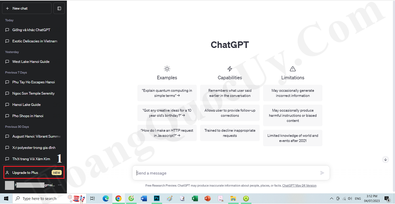 Nâng cấp tài khoản ChatGPT