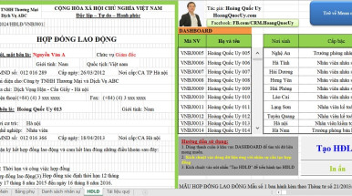 Tạo hợp đồng lao động tự động bằng Excel